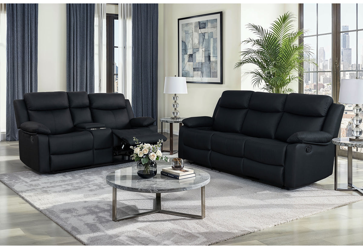 U6026 Reclining Living Room Set — Black