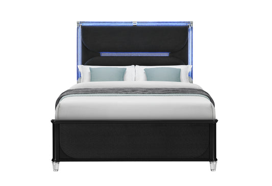 Lando Black Bed with Continuous LED
