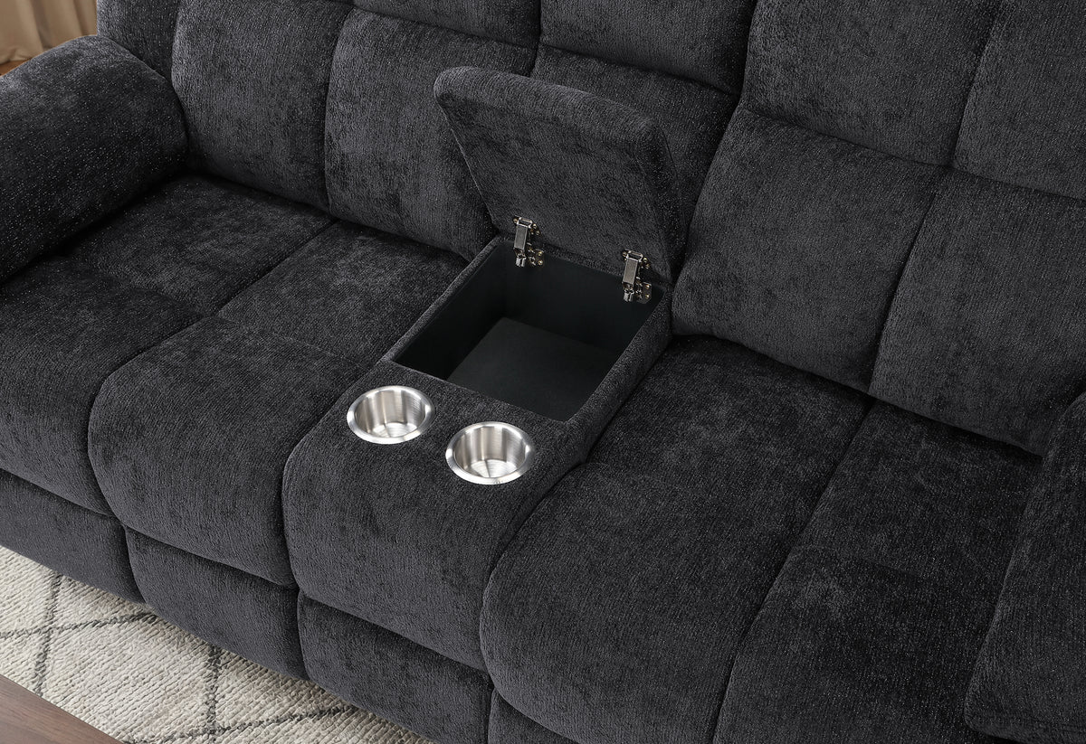 U6000 Reclining Living Room Set — Black