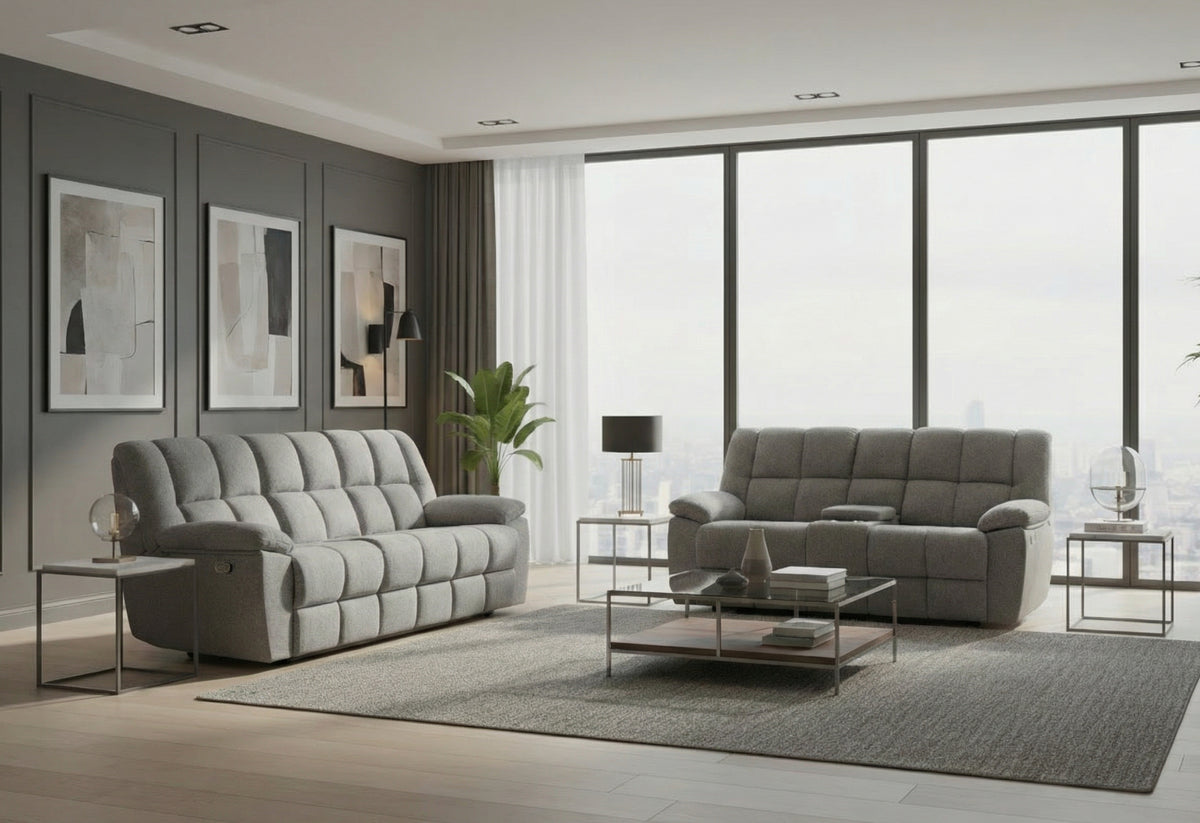 U6000 Reclining Living Room Set — Smoke