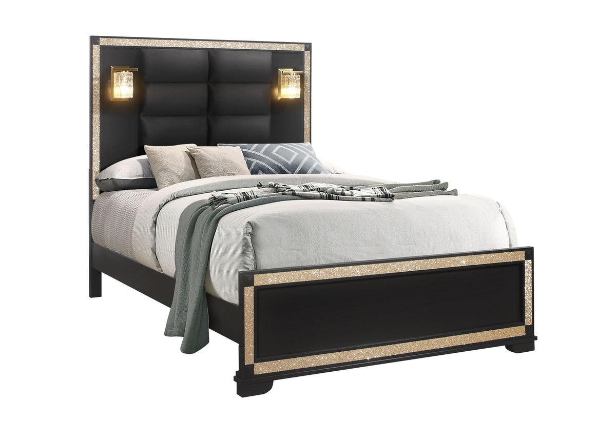 Blake Black / Gold Bedroom Set