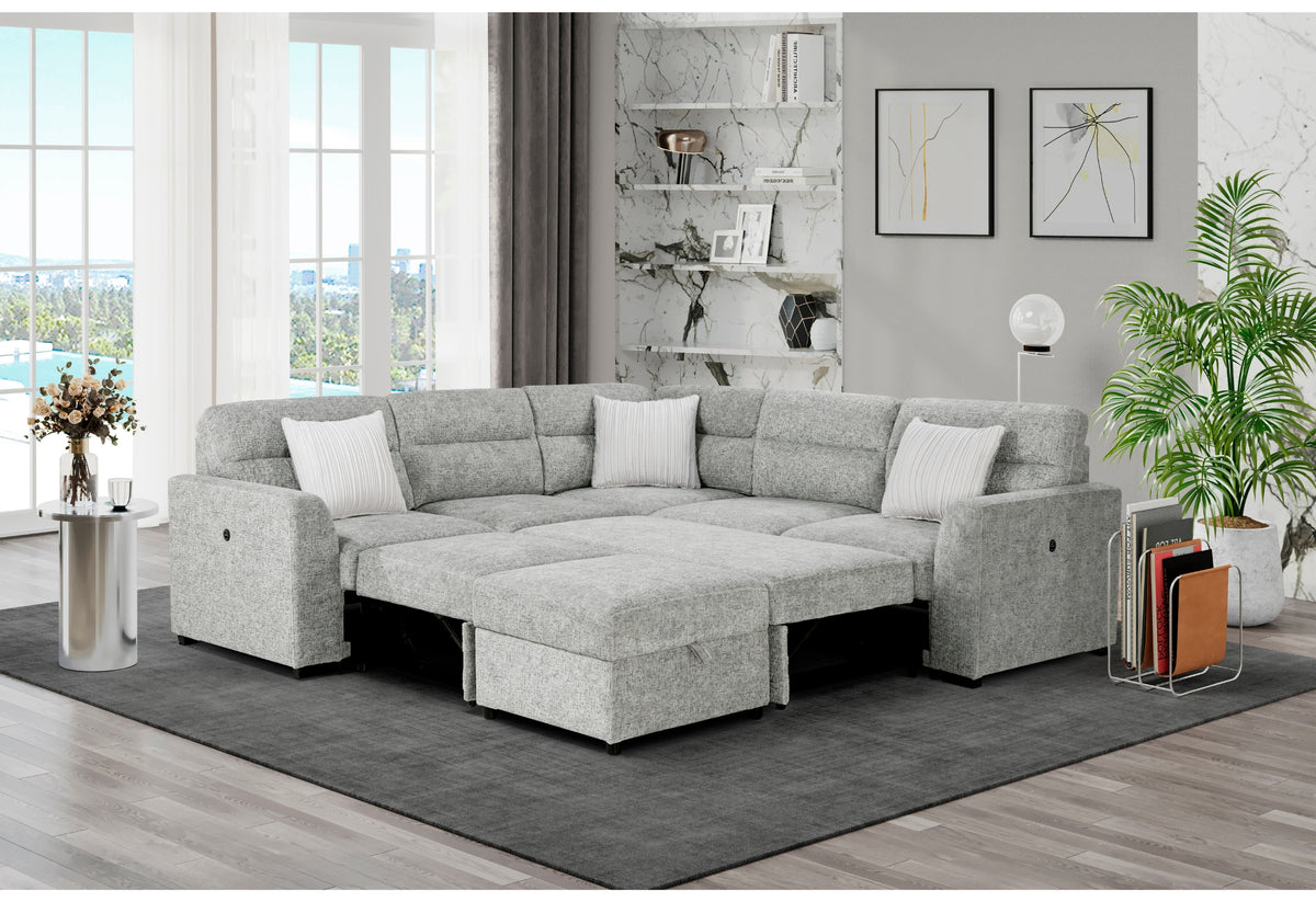 U9401 Nickel Sofa Bed Sectional with 3 Pillows