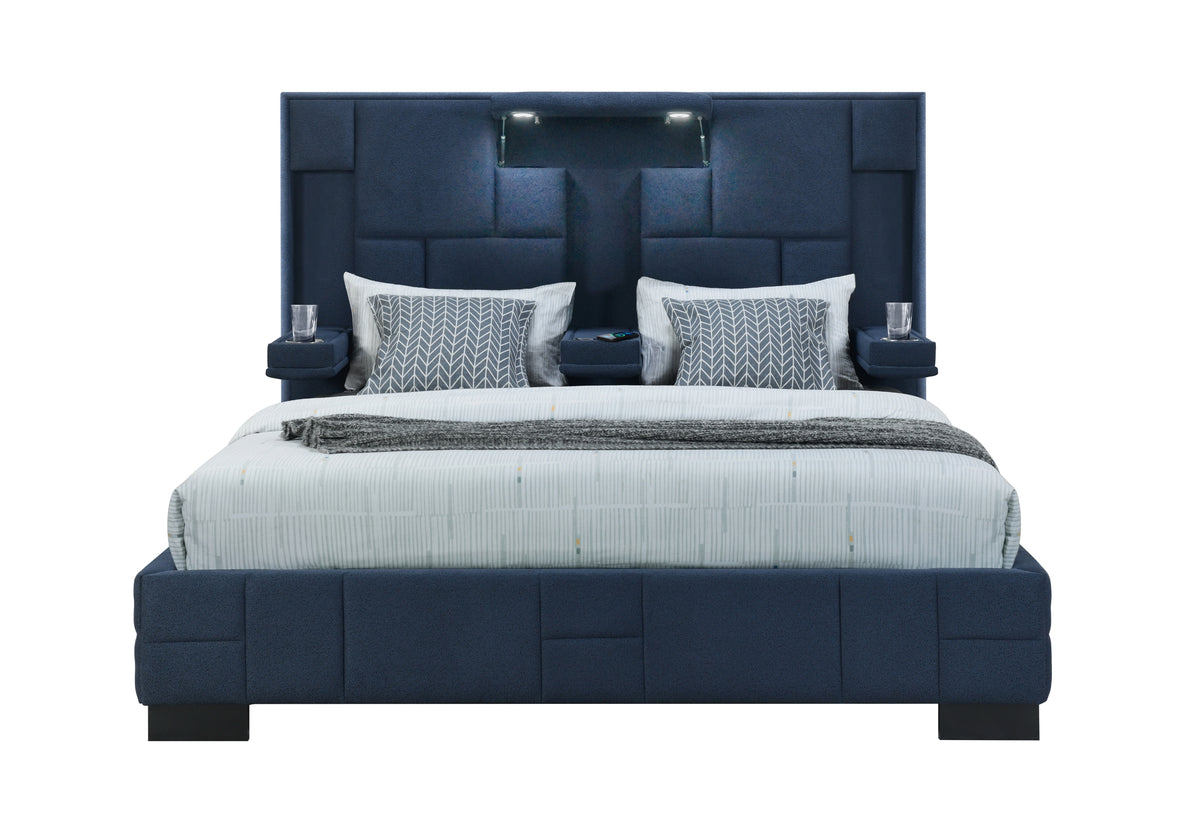 Oscar Navy Blue Bed No Wood Trim