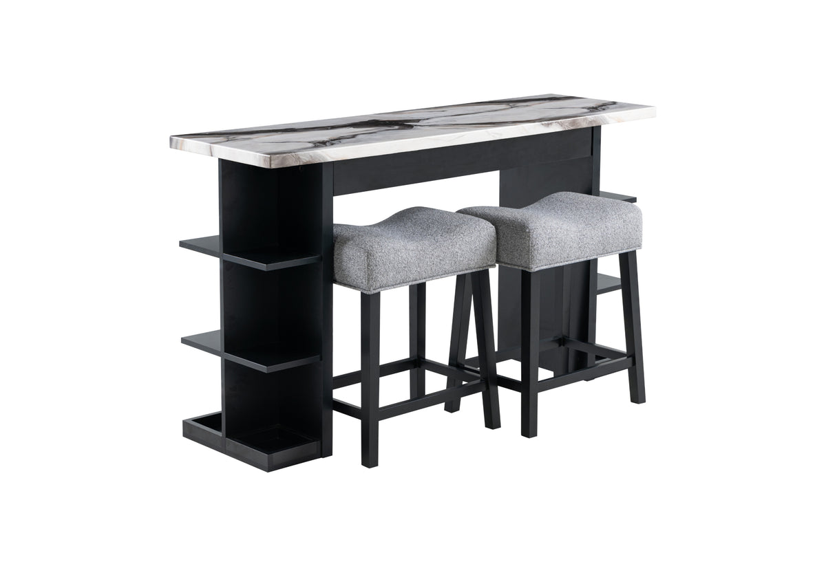 D3232CS Console Set with STOOLS Chairs — Light Grey