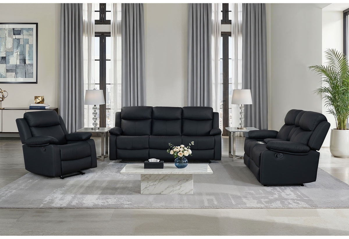 U6026 Reclining Living Room Set — Black