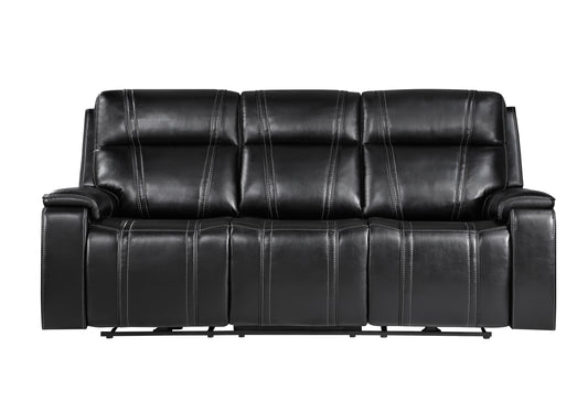 U8881 Black Leather Power Reclining Sofa with Immerse Sound
