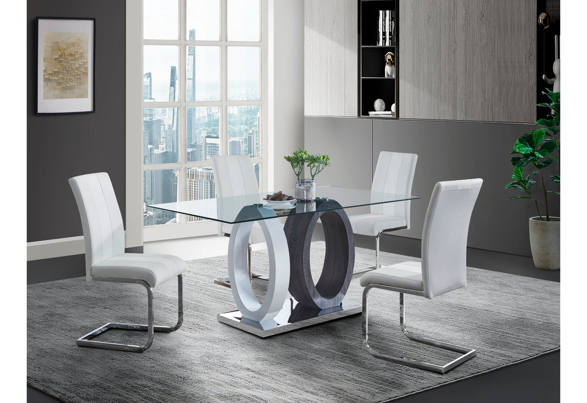 D1628 Dining Set with D915 Chairs — White