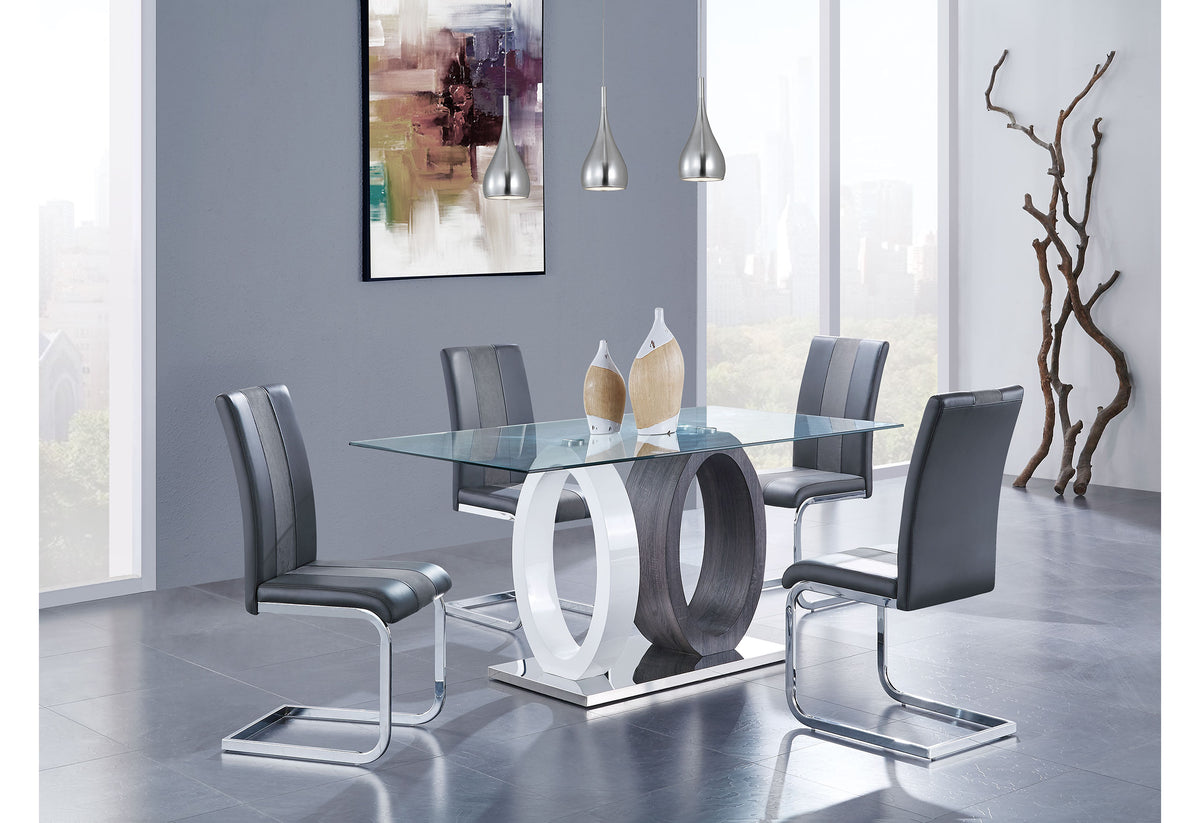 D1628 Dining Set with D4127 Chairs — Silver