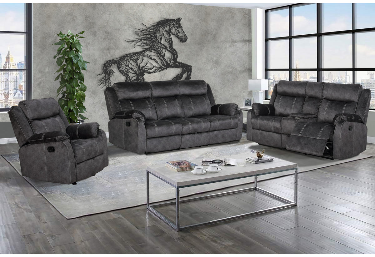 U7303 Reclining Living Room Set — Granite