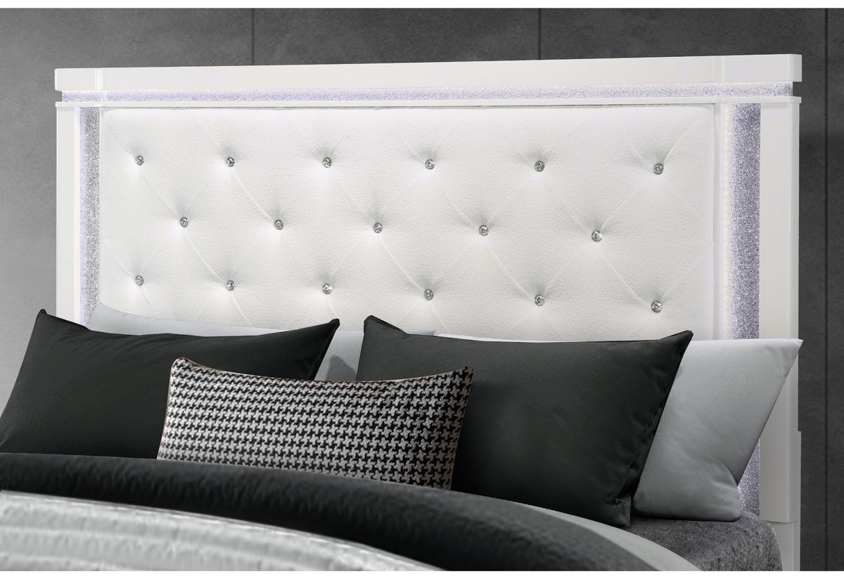 Alina White Bed with LED