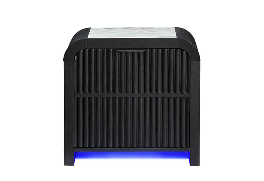 Beckett White/Black Nightstand with LED, Cooler and Speaker
