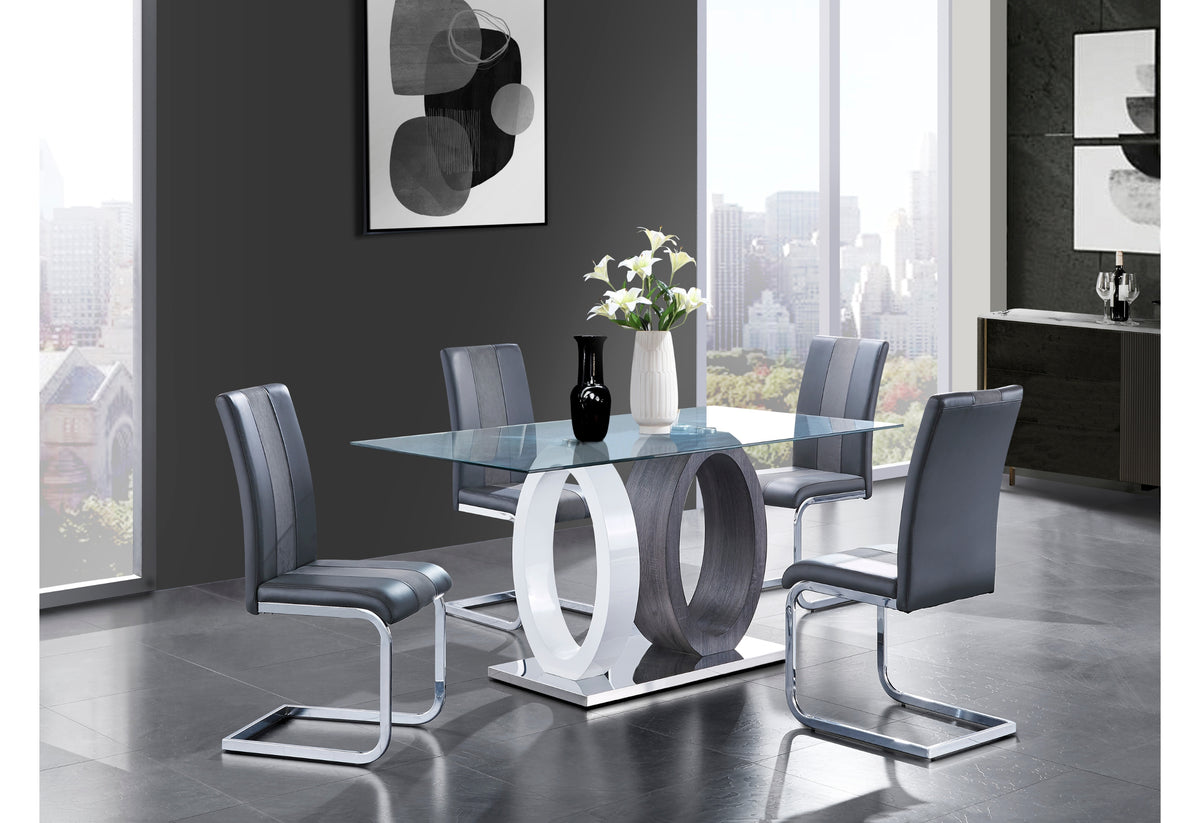 D1628 Dining Set with D915 Chairs — Grey