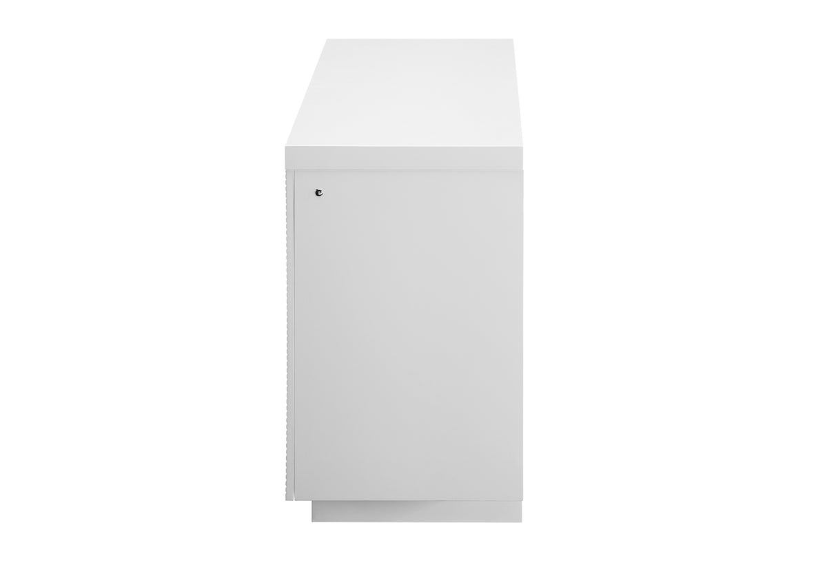 Aileen White 66" Entertainment Unit with LED, Speakers, Crystal and Pop-up Doors