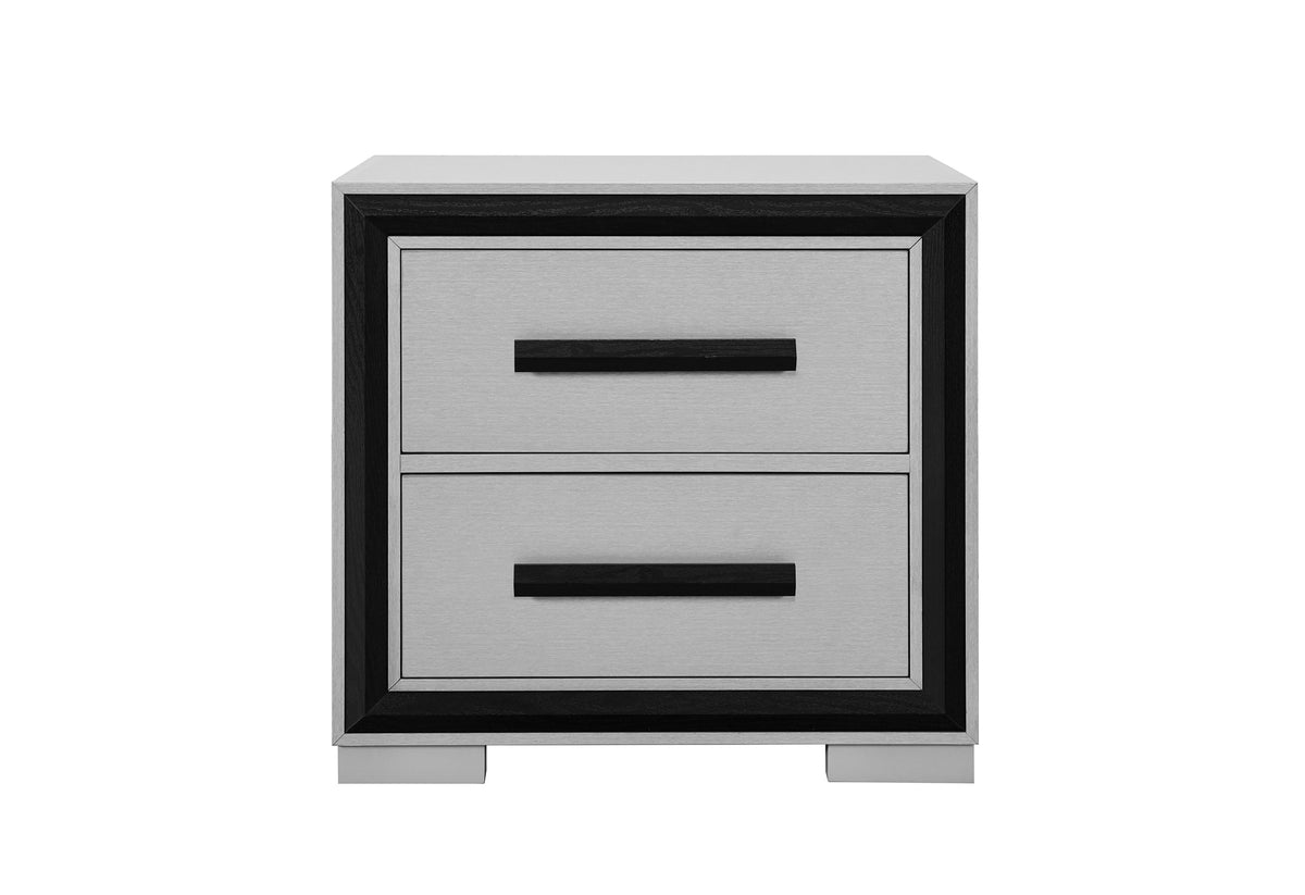 Amelia Grey Black Nightstand