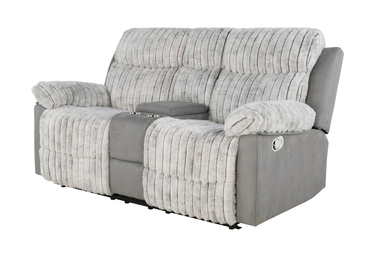 U6028 Grey Console Reclining Loveseat