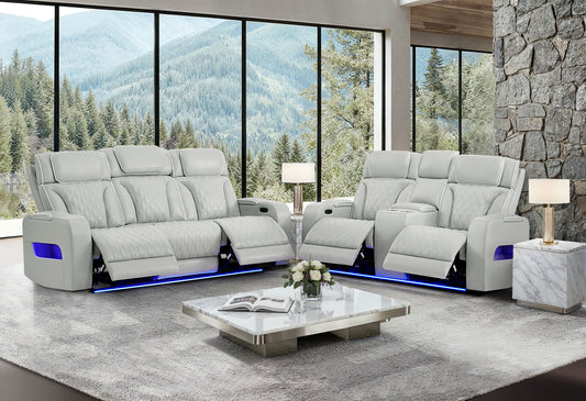 U8611 Reclining Living Room Set — Silver