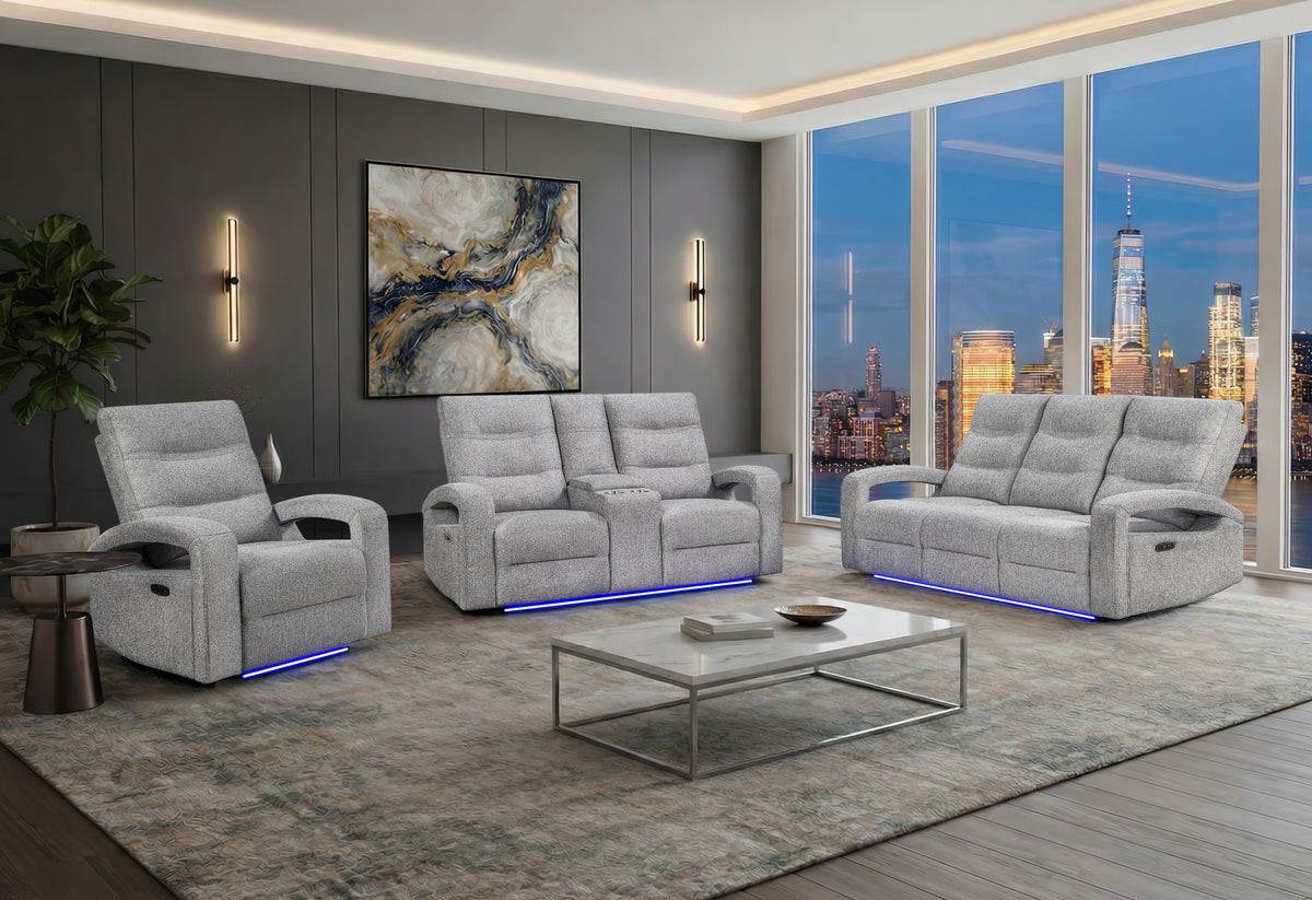 U6611 Reclining Living Room Set — Grey