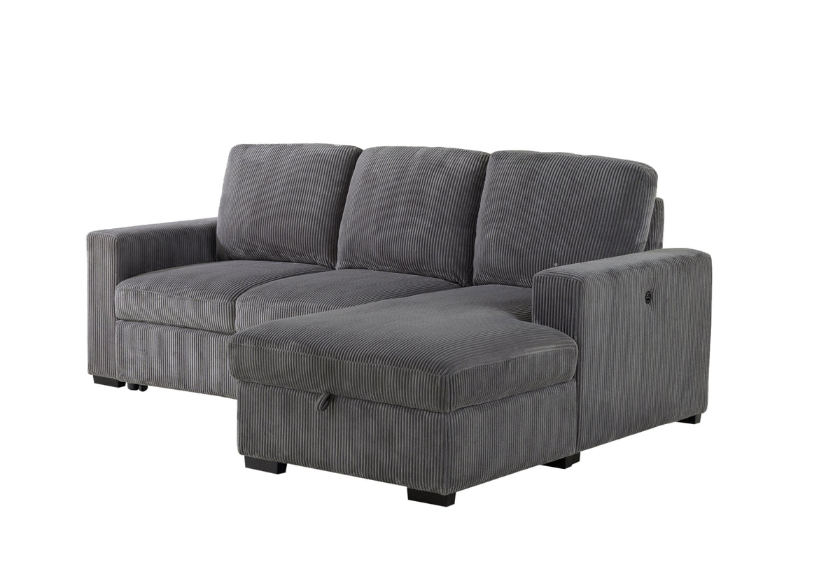 U2660 Grey L Sofa Bed Sectional with Pullout