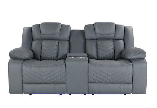 U7068 Grey 10 Power Console Reclining Loveseat with LED