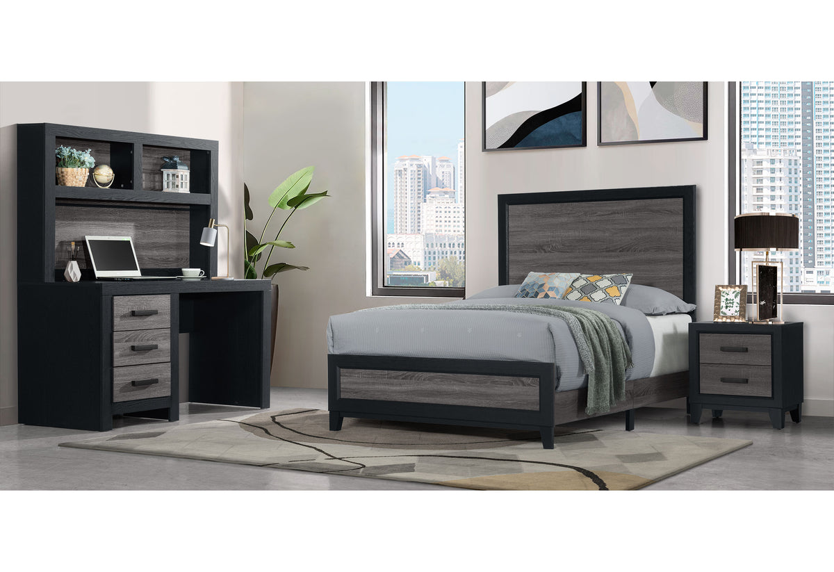 Lisbon Grey and Black Twin Bed