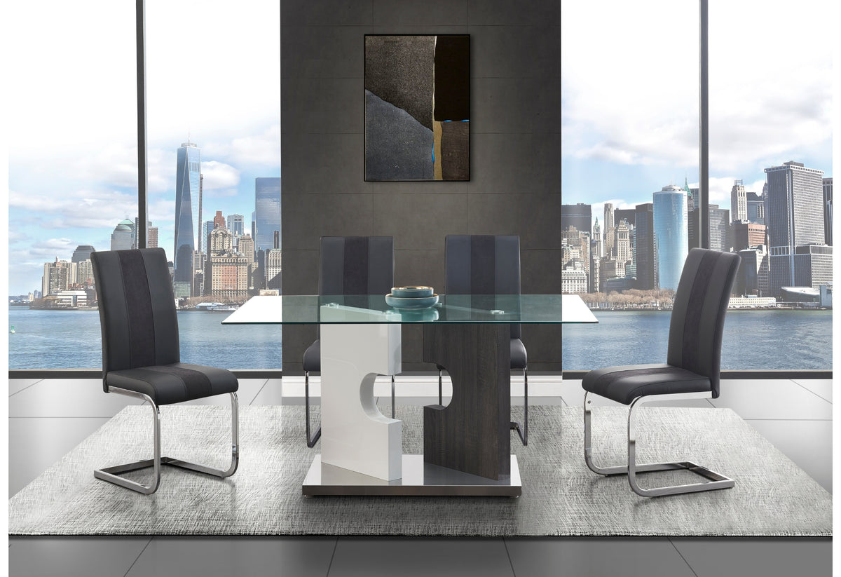 D219 Dining Set with D915 Chairs — Grey