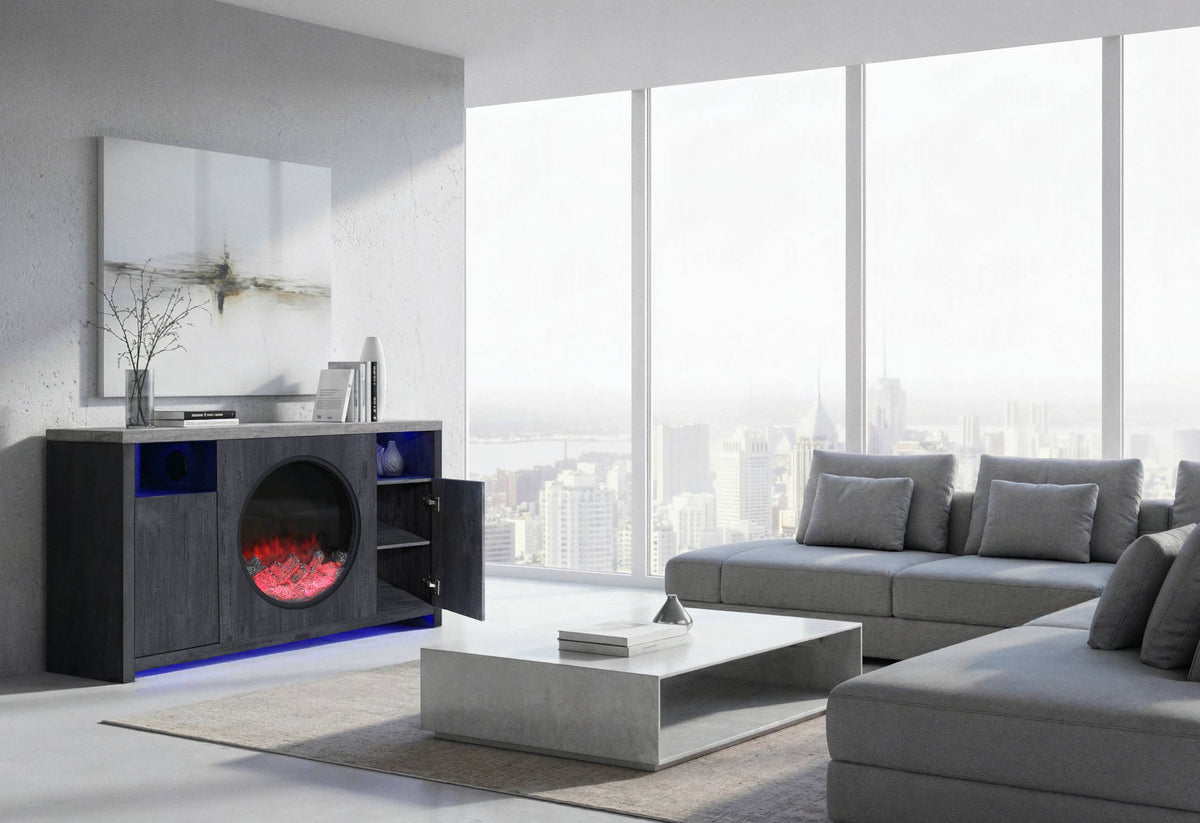 Nyla Grey 60" Entertainment Unit with Speakers and LED