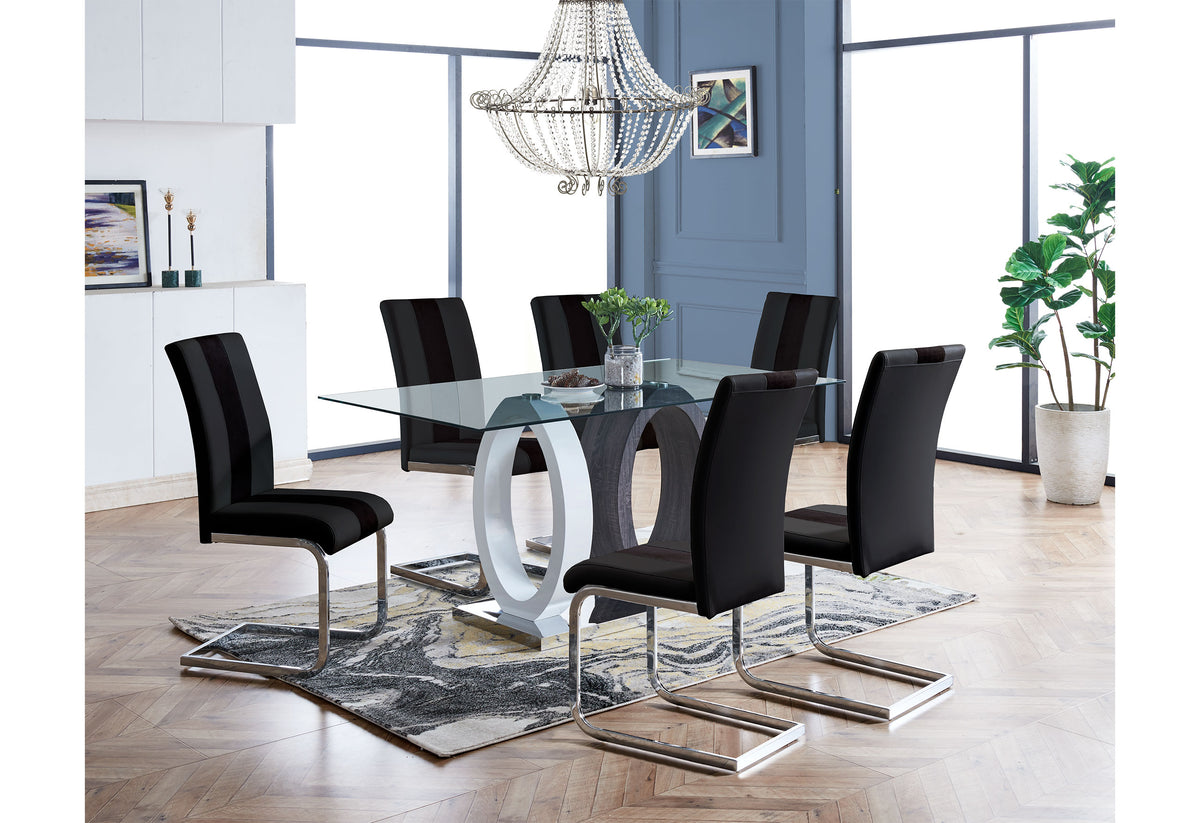 D1628 Dining Set with D915 Chairs — Black