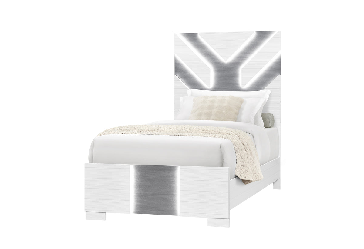 Optimus Wht Bed with LED