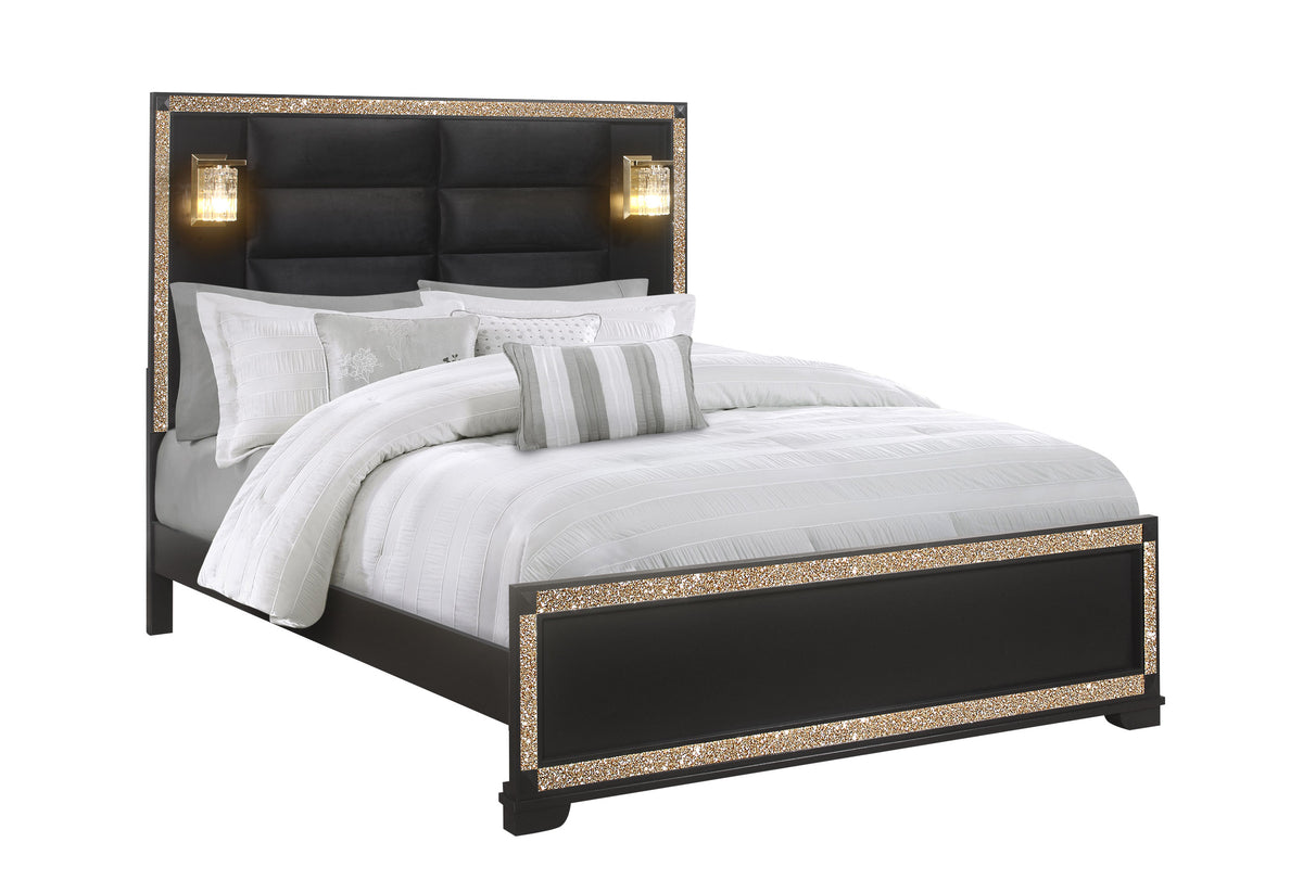 Blake Black / Gold Bedroom Set