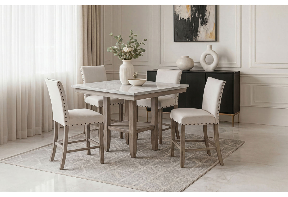 D4010 Bar Set with D1622 Stools — White