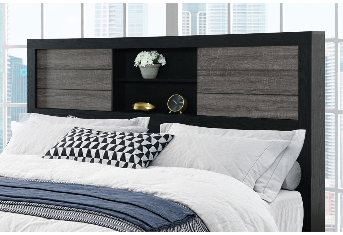 Lisbon Grey/Black Bookcase Bedroom Set
