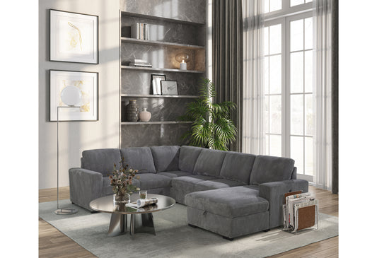 U2660 Grey Sectional with Pull Out Sofa Bed
