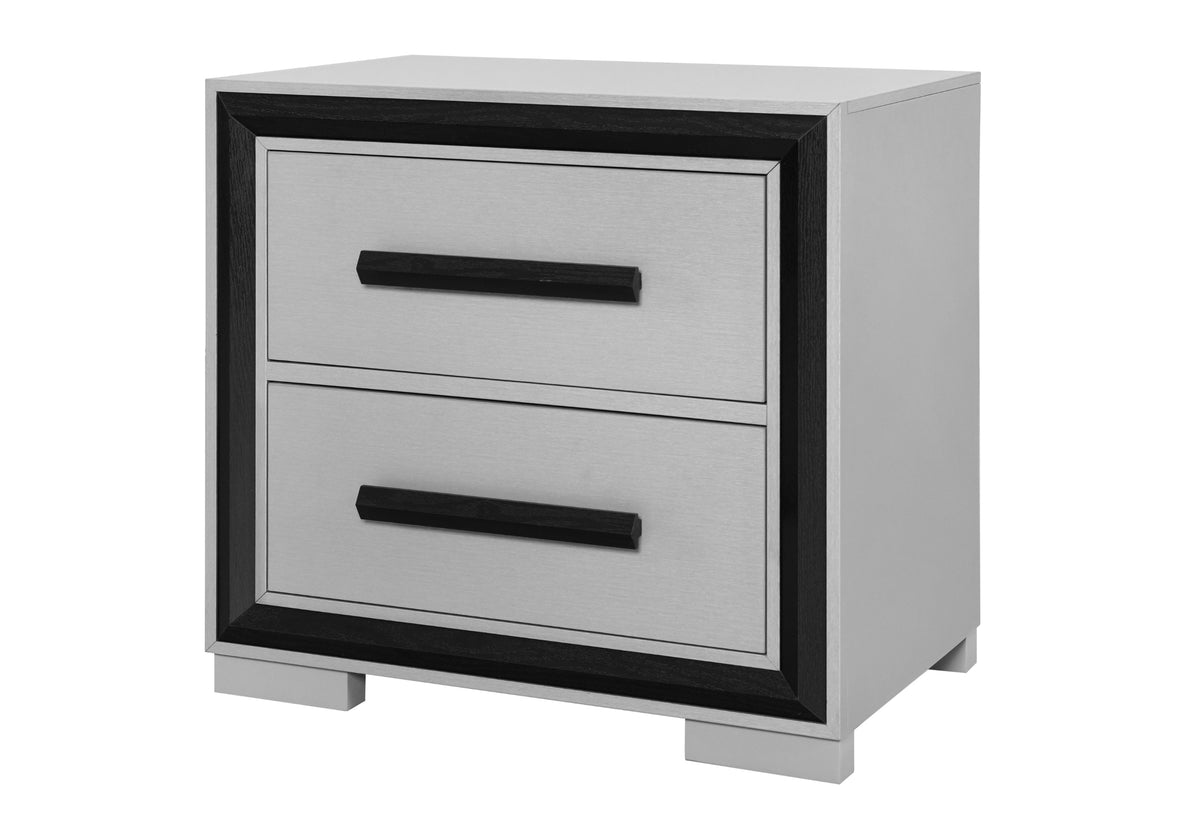 Amelia Grey Black Nightstand
