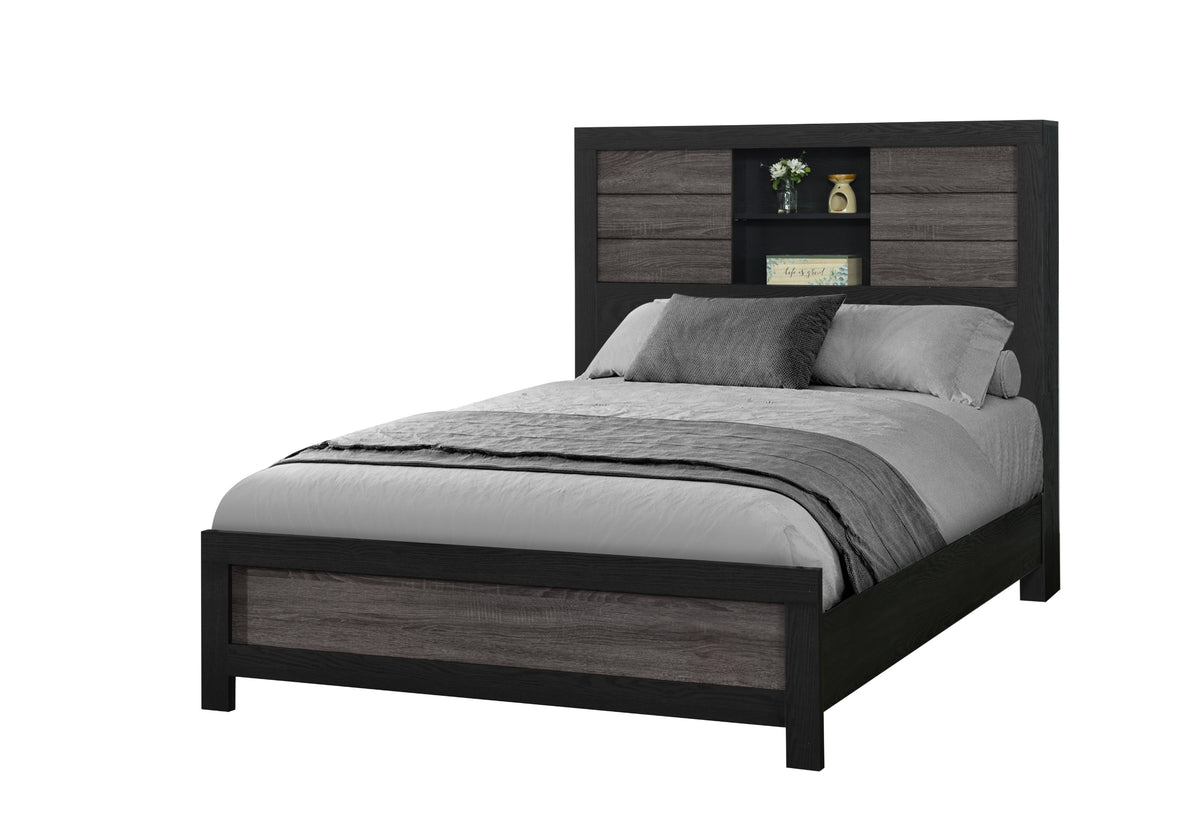 Lisbon Grey/Black Bookcase Bed