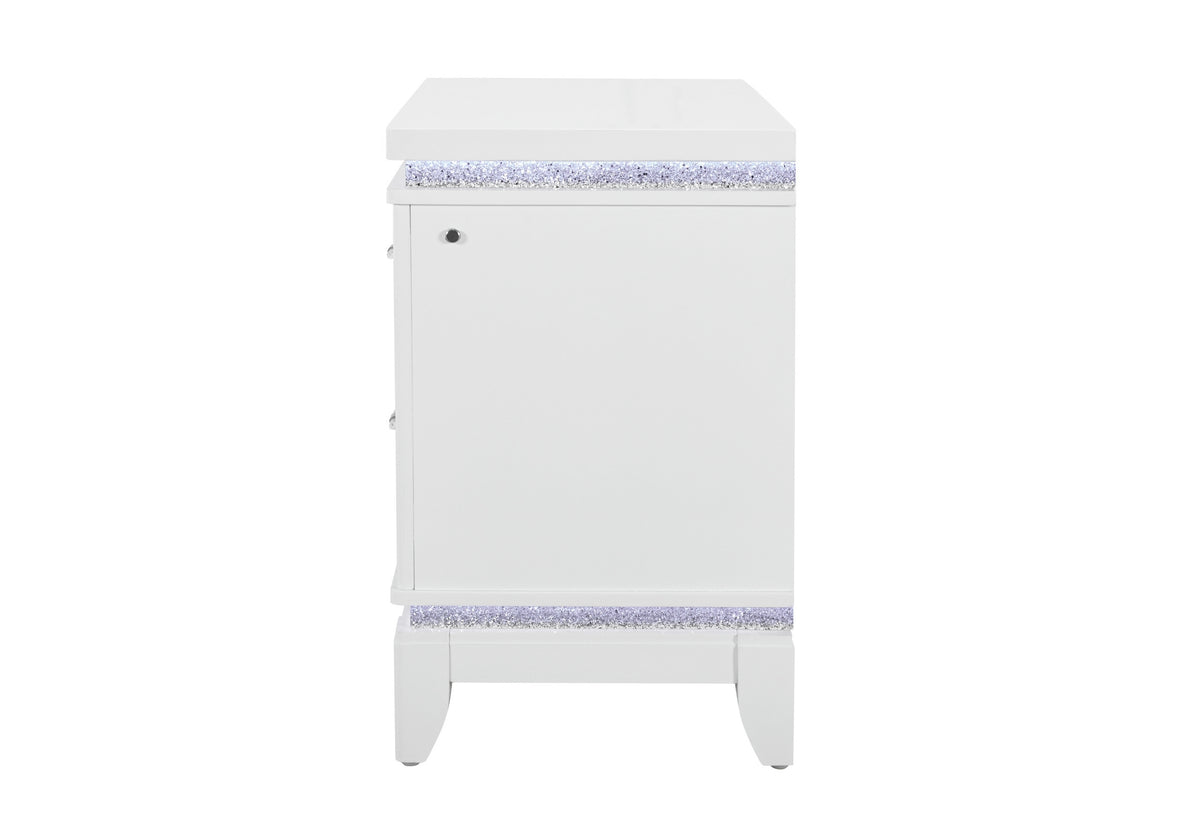 Alina White Nightstand with LED and USB