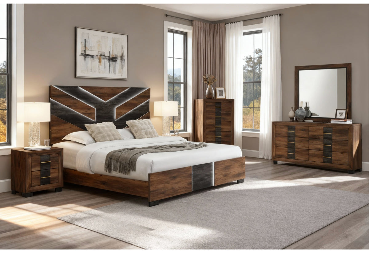 Optimus Brown/Black Bedroom Set