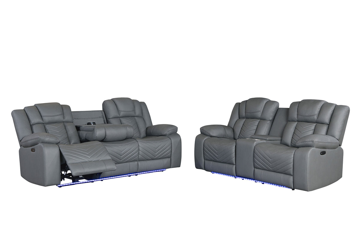 U7068 Reclining Living Room Set — Grey