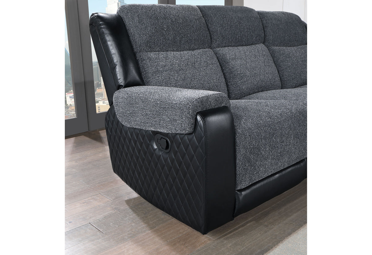 U5914 Grey/Black Console Reclining Loveseat