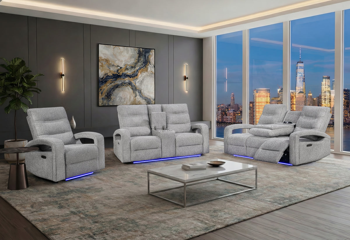U6611 Reclining Living Room Set — Grey