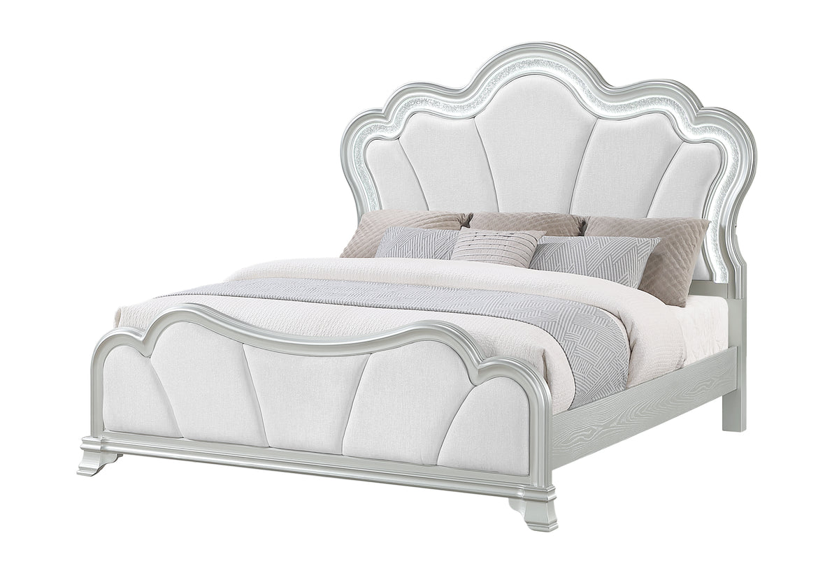Aria Silver Bed with LED