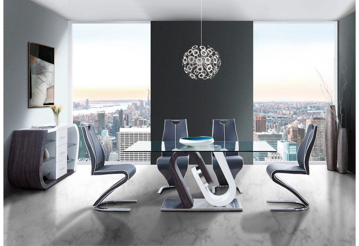 D4127 Dining Set with D4127N Chairs — Silver