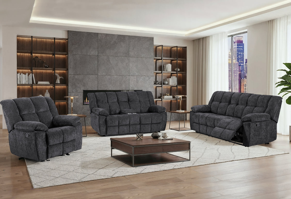 U6000 Black Console Reclining Loveseat