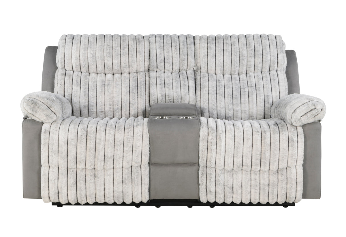 U6028 Grey Console Reclining Loveseat