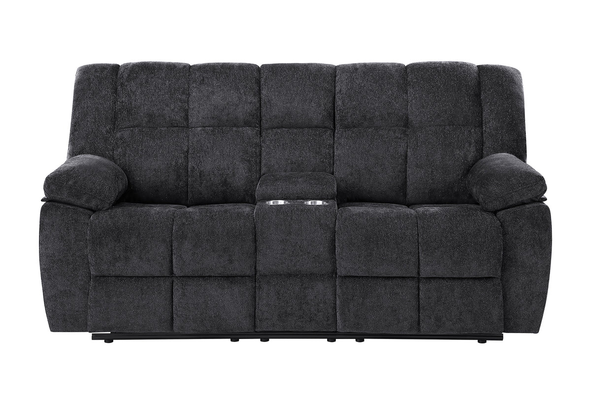 U6000 Black Console Reclining Loveseat
