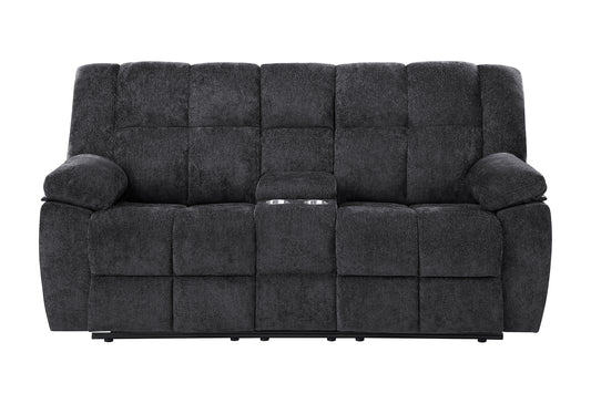 U6000 Black Console Reclining Loveseat