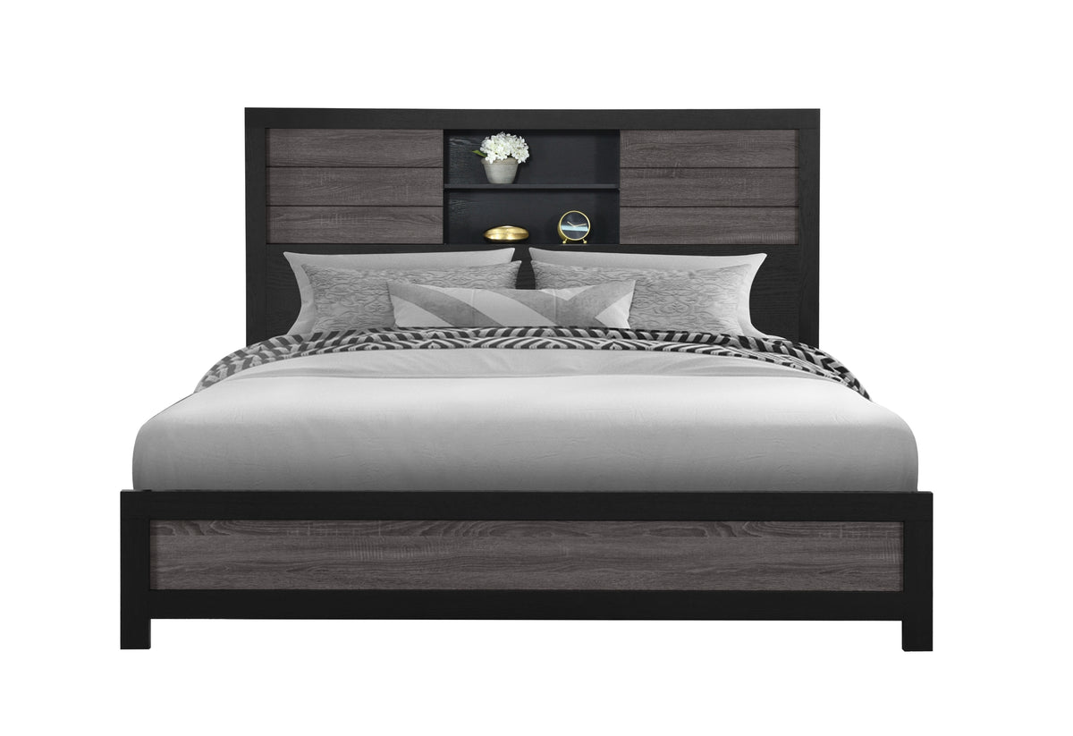 Lisbon Grey/Black Bookcase Bed