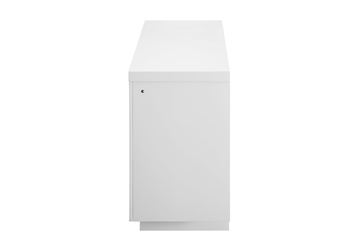 Aileen White 66" Entertainment Unit with LED, Speakers, Crystal and Pop-up Doors