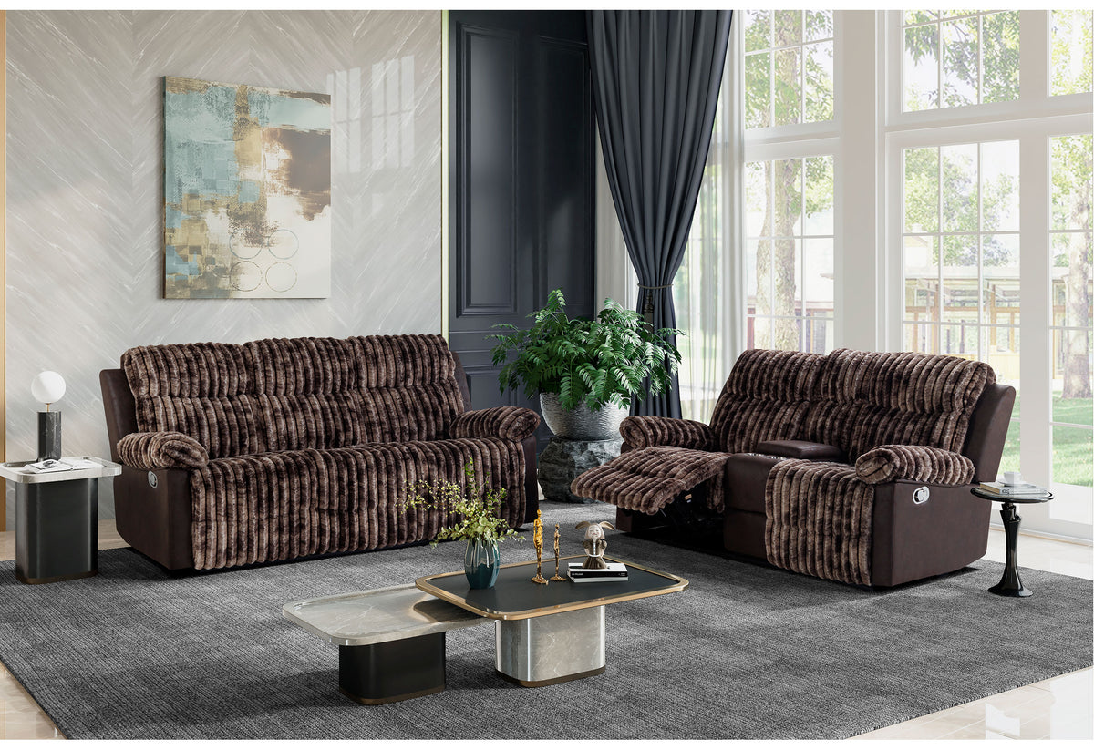 U6028 Reclining Living Room Set — Brown