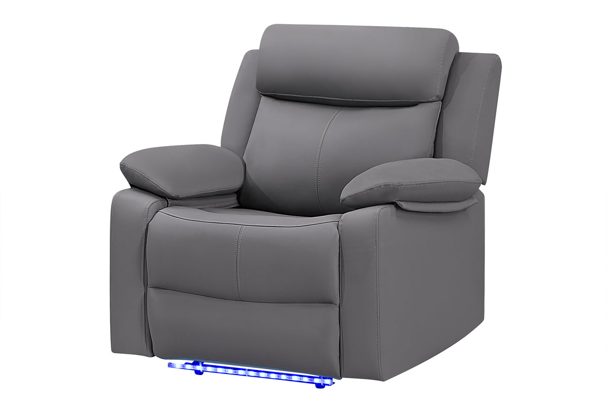 U6026 Grey PU 46A Glider Recliner with LED