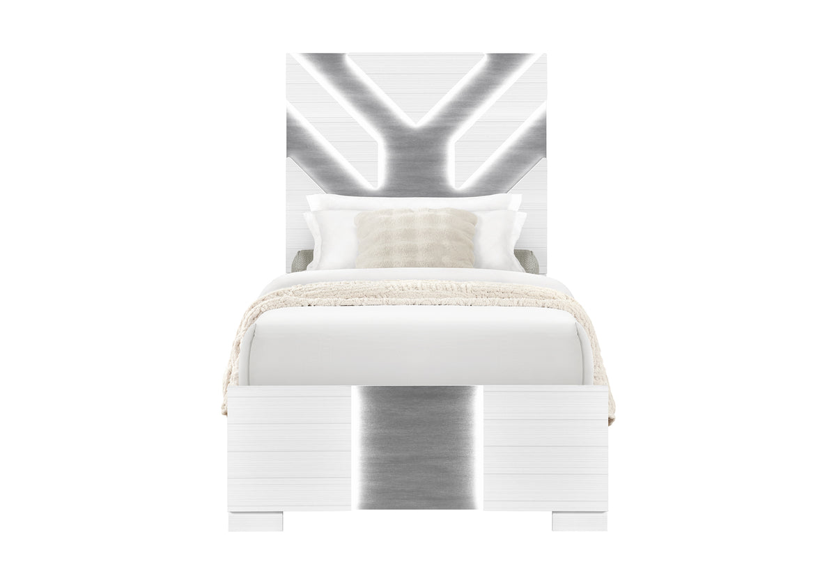 Optimus Wht Bed with LED